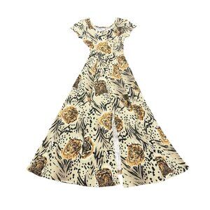 Vintage 1990s La Fête USA Lion Print Maxi Dress Made in USA